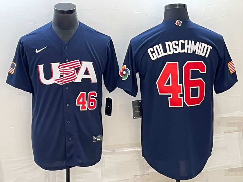 Men 2023 World Cub USA #46 Goldschmidt Blue Nike MLB Jersey3